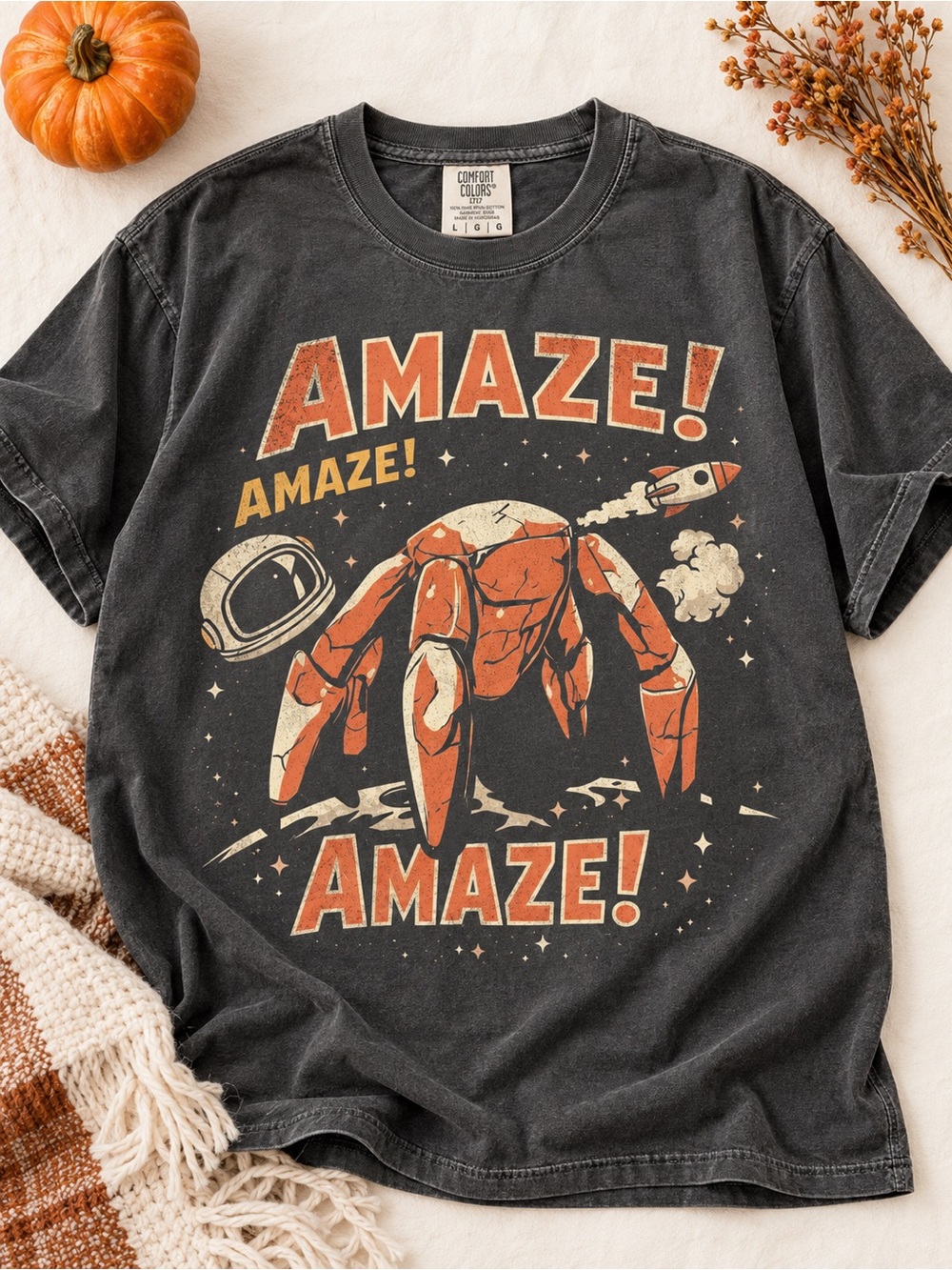 Amaze Rocky Alien Shirt Sci Fi Astronaut Book Lover Comfort Colors Pepper Tee